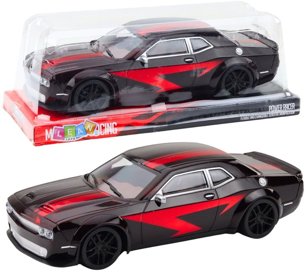 Samochód Sportowy Napęd Błyszcząca Karoseria Czarny Czerwone Linie