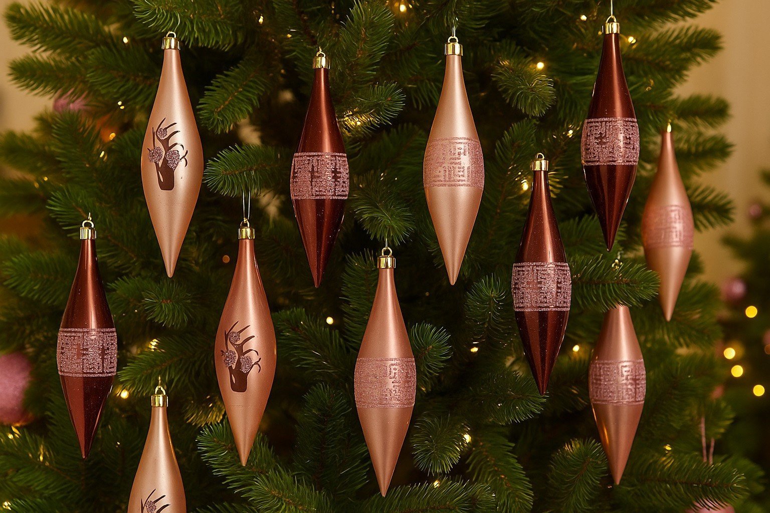 Ewax Komplet 9 bombek plastikowych 15 cm Sople różowe burgundowe