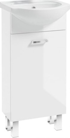 Deftrans Szafka łazienkowa stojąca zestaw z umywalką 40x80cm biały połysk laminowana Mea