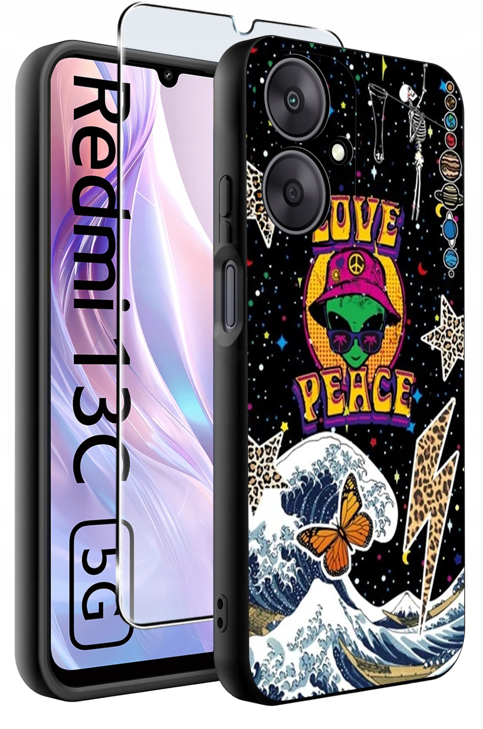 ETUI do Xiaomi Redmi 13C 5G WZORY |SILIKONOWE MATT CASE +SZKŁO HARTOWANE 9H