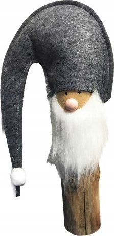 Dekoracja świąteczna Concord Figurka Świętego Mikołaja na pniu 45 cm szara