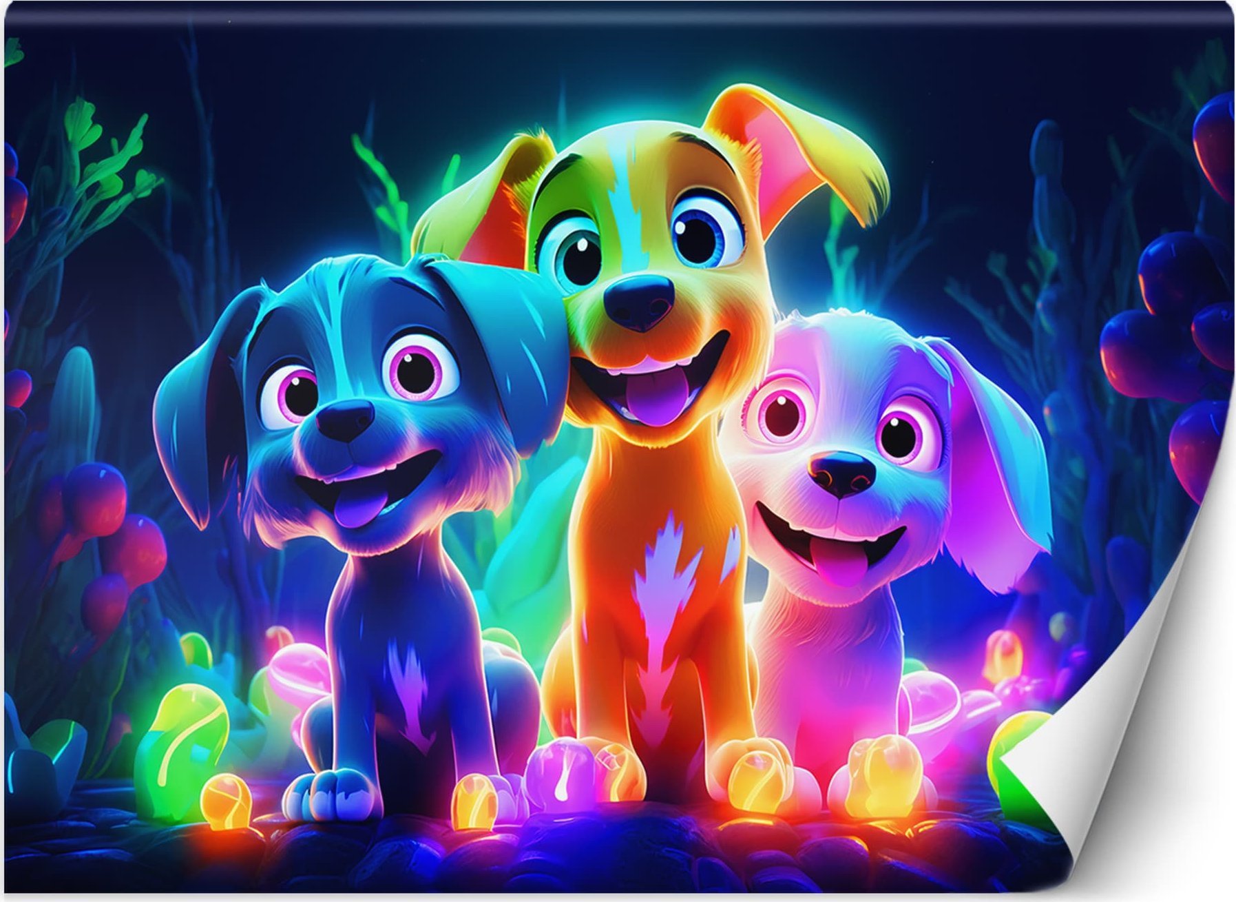 Artgeist Fototapeta, Neonowe psy z kreskówki (Rozmiar 254x184)