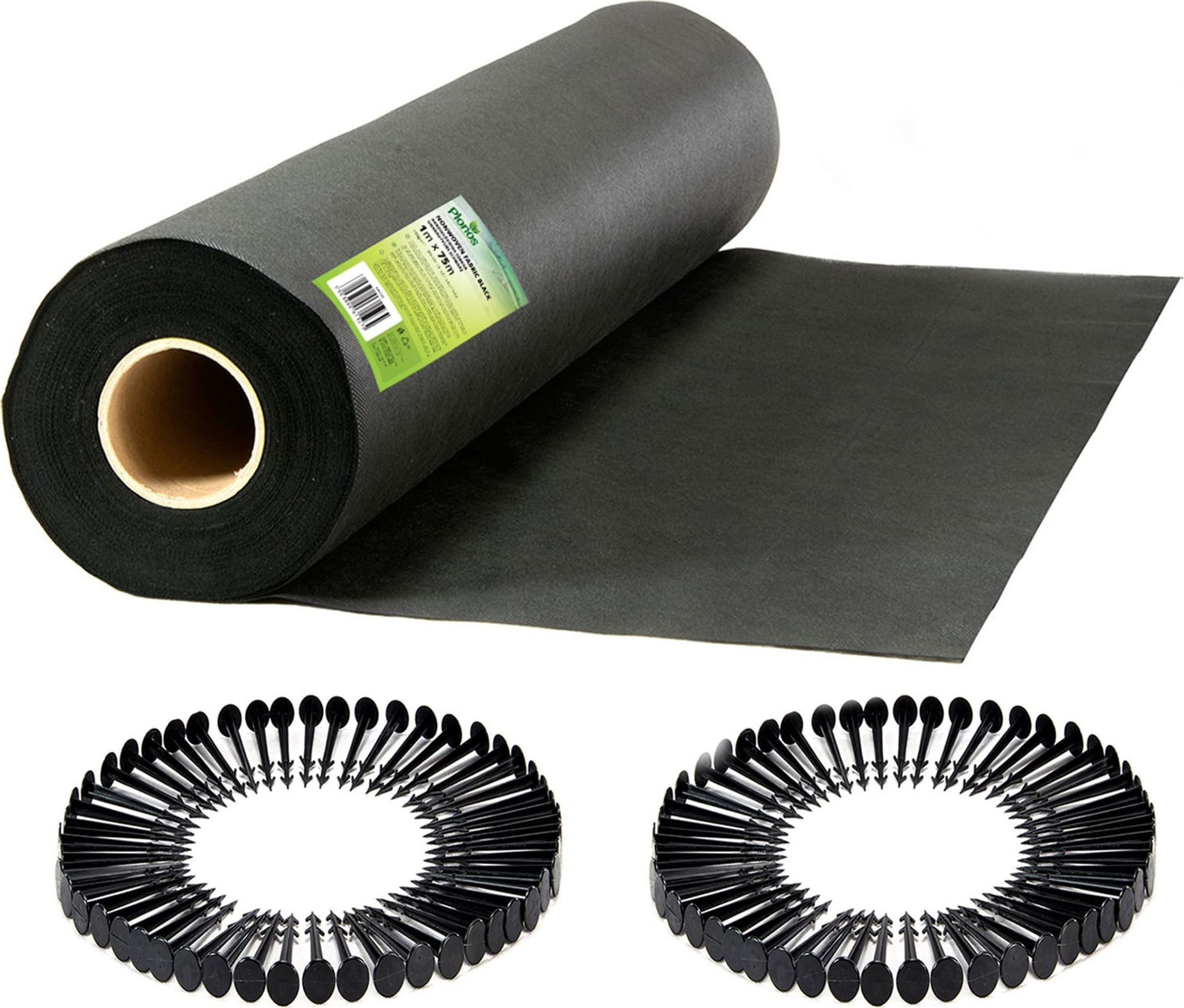 Plonos Agrowłóknina ogrodowa 1 m x 75 m + 50 szpilek - czarna
