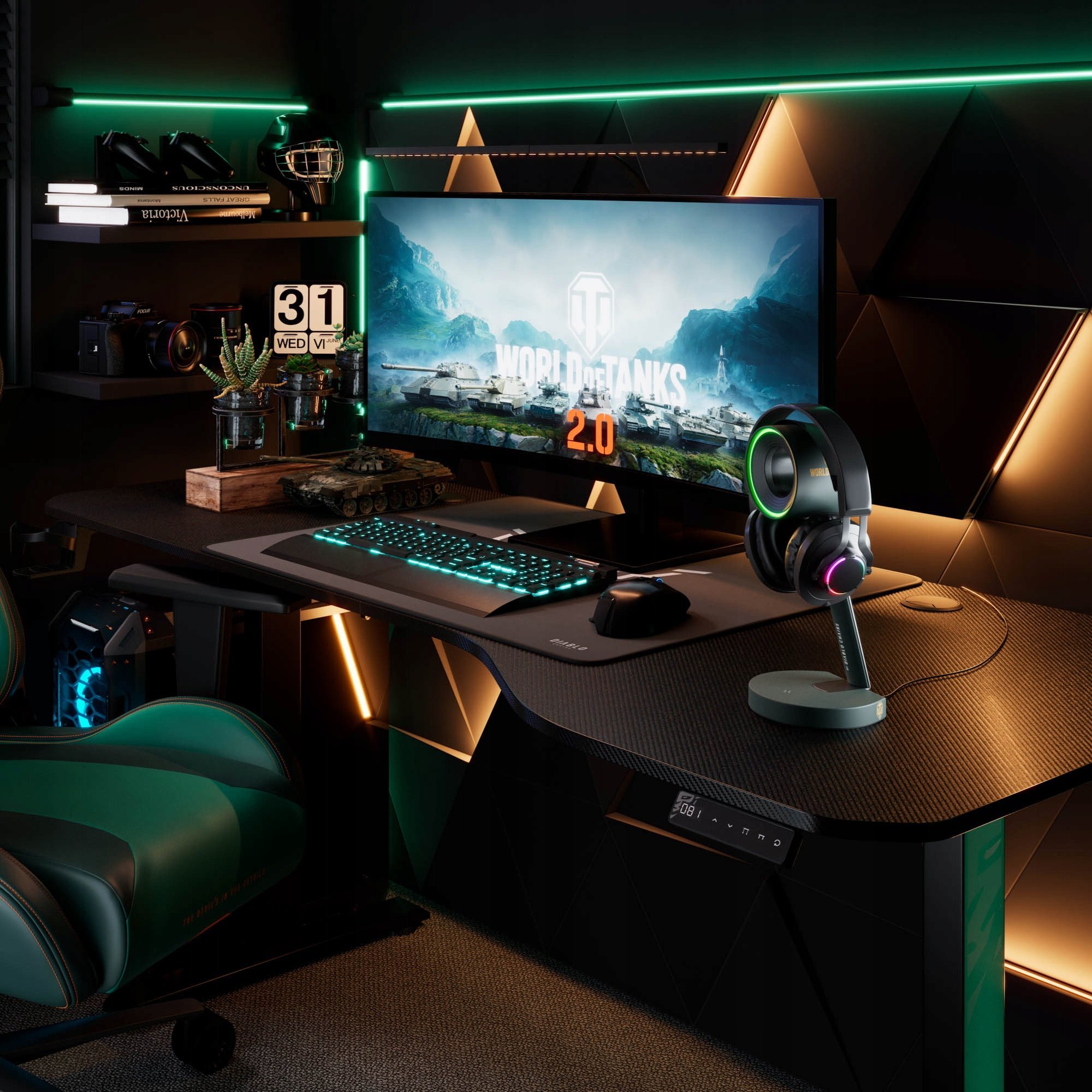 Stojak na słuchawki RGB World of Tanks