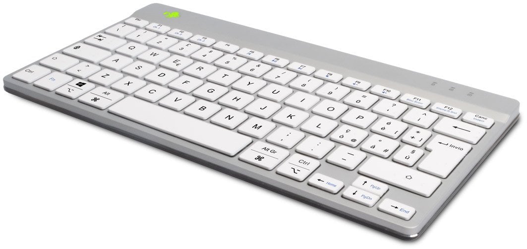 R-Go Tools Ergonomic keyboard R-Go Compact Break, compact keyboard with break software, QWERTY (IT), Bluetooth, white, Mini, Wireless, Bluetooth, Scis