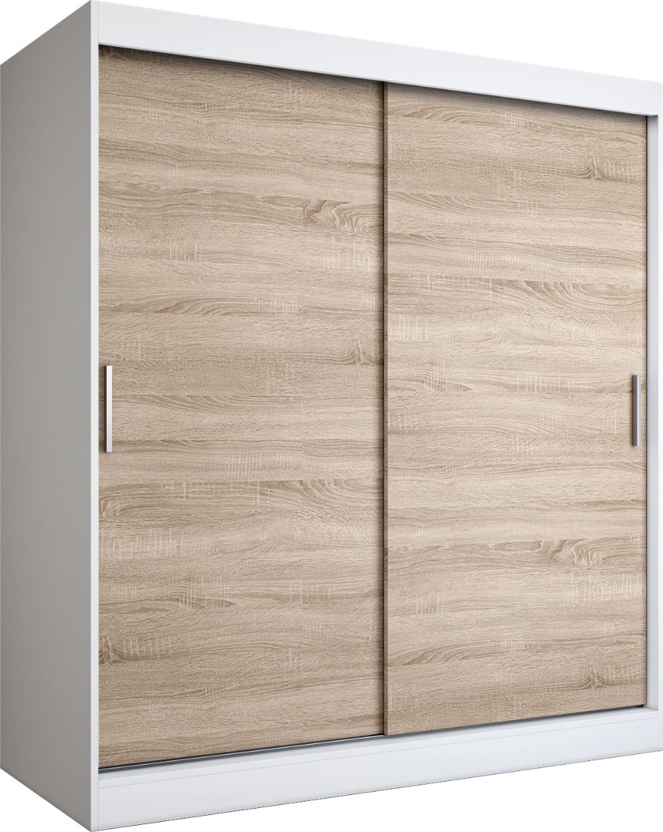 MKPOL Szafa przesuwna MODUO COMFORT 180 biała mat/dąb sonoma gładka