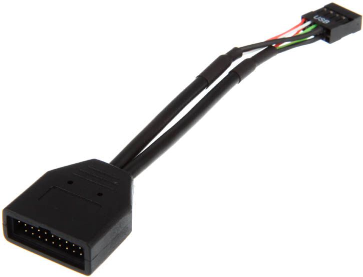 USB 19 pin - USB 9 pin, 0.15m, Czarny (ZUUS-173)