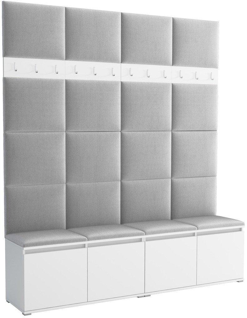 Tapicerowana garderoba Noris II - kolor biały + tkanina Trinity 32