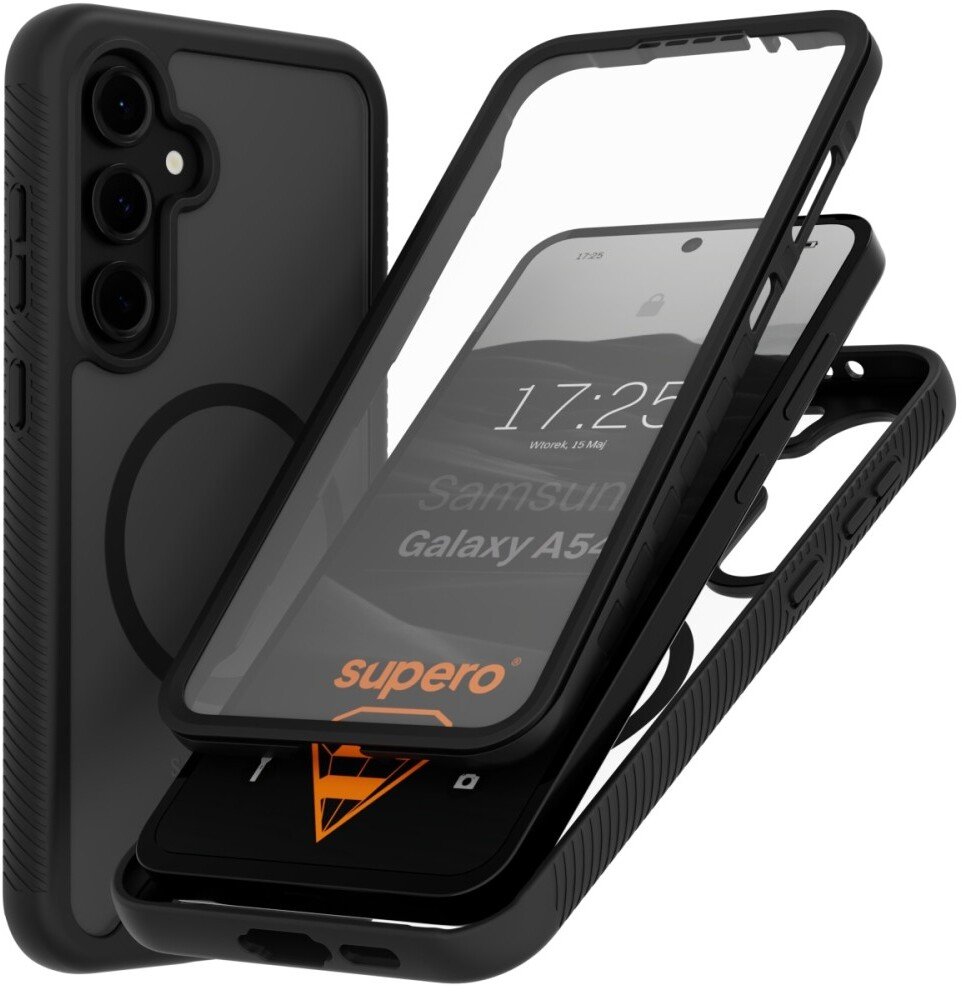 SUPERO Etui pancerne 360 MagSafe do Samsung Galaxy A54, przezroczysto-czarne
