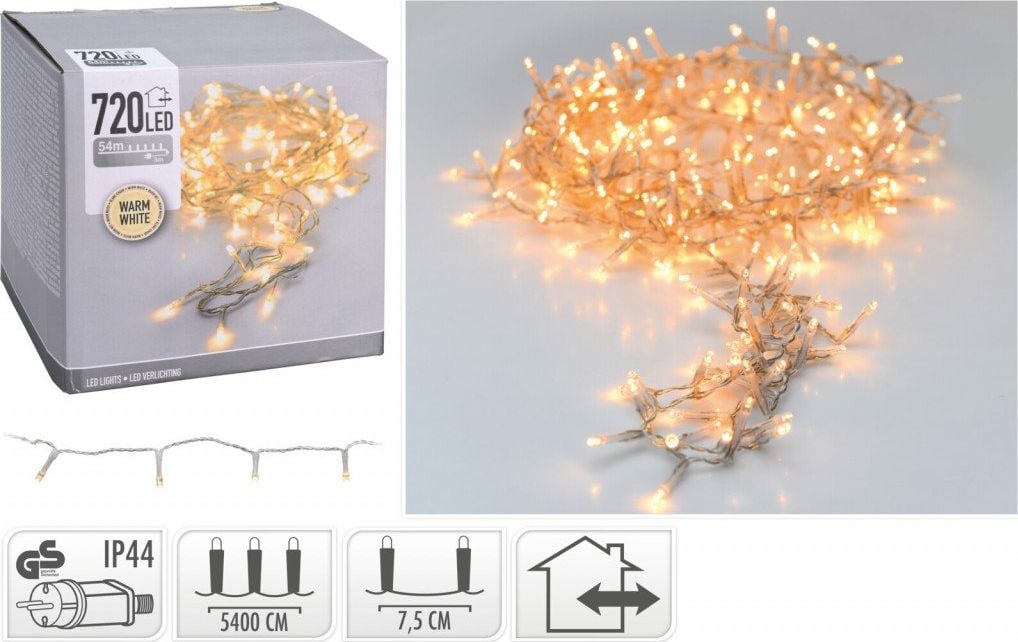 Lampki choinkowe 720 LED białe ciepłe