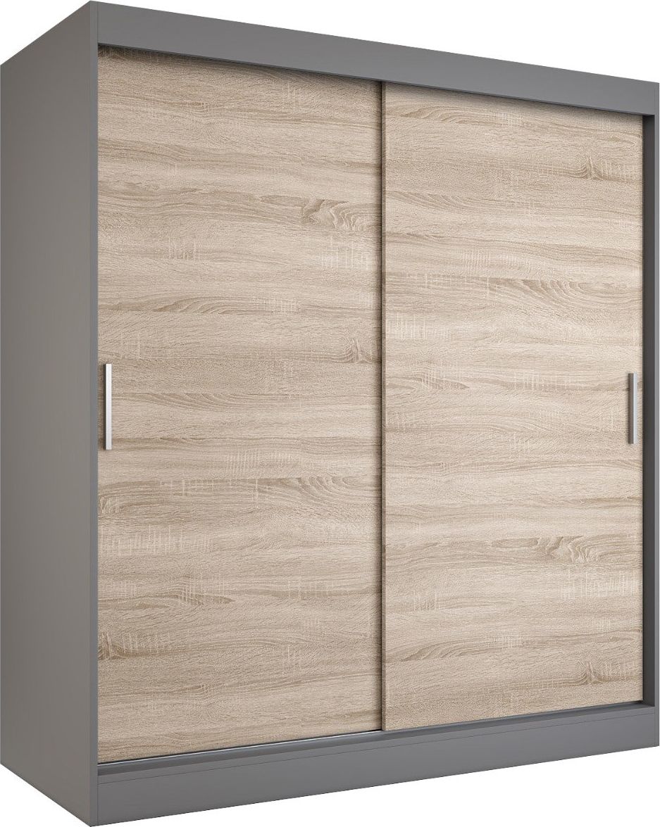 MKPOL Szafa przesuwna MODUO COMFORT 180 antracyt/dąb sonoma gładka