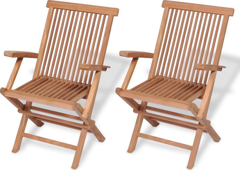 vidaXL Składane krzesła ogrodowe, 2 szt., lite drewno tekowe