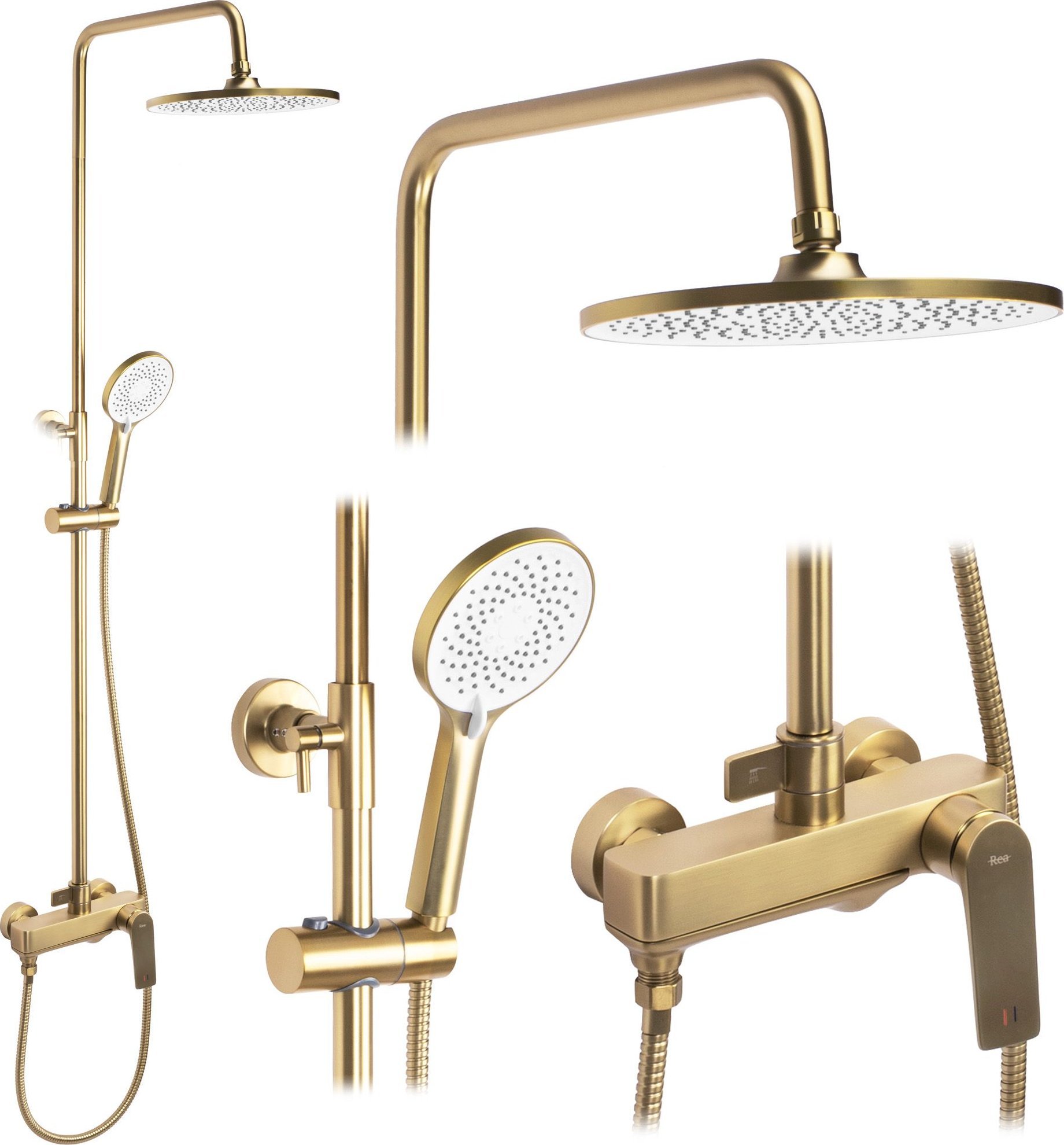 Zestaw prysznicowy Rea Zestaw Prysznicowy REA AVALON ZŁOTY SZCZOTKOWANY
