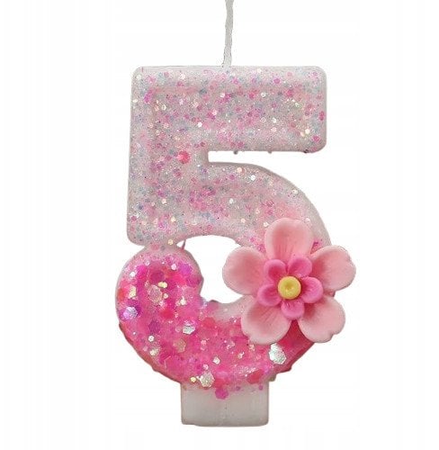 Świeczka Urodzinowa Na Tort / KWIATUSZEK / Świeczki na Urodziny / CYFRA 5