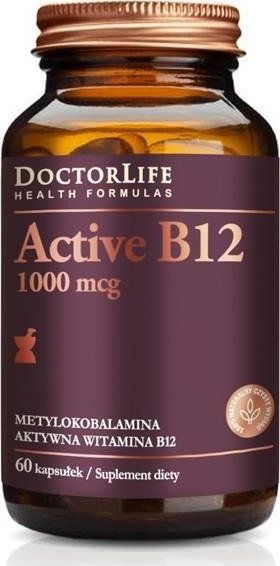 Doctor Life DOCTOR LIFE_Active B12 aktywna witamina B12 1000mcg metylokobalamina aktywna witamina B12 suplement diety 60 kapsułek