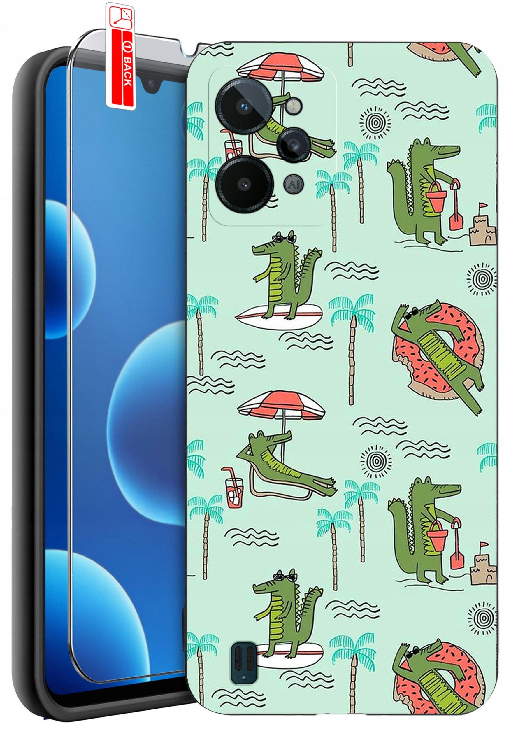 krainaGSM ETUI do Realme C31 | WZORY | SILIKONOWE MATT CASE + SZKŁO 9H