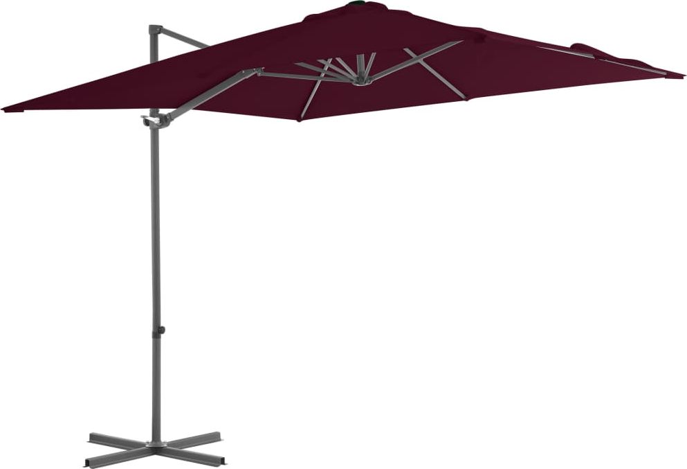 vidaXL Parasol wiszący na stalowym słupku, bordowy, 250x250 cm
