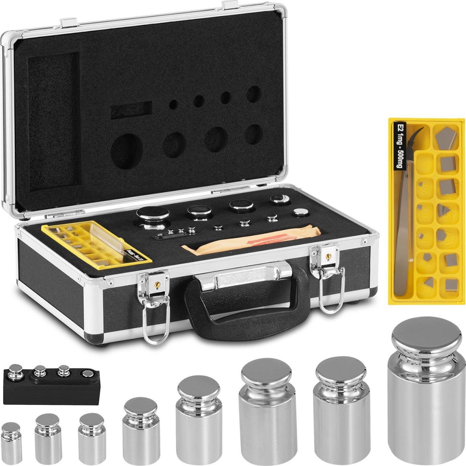 TEM Wzorce odważniki wagowe masy kalibracyjne do wag OIML klasa E2 1-500 g ZESTAW 24 el Wzorce odważniki wagowe masy kalibracyjne do wag OIML klasa E2