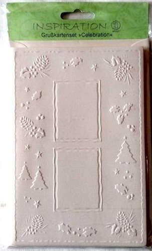 Karty tłoczone + koperty szyszka jodła 5szt