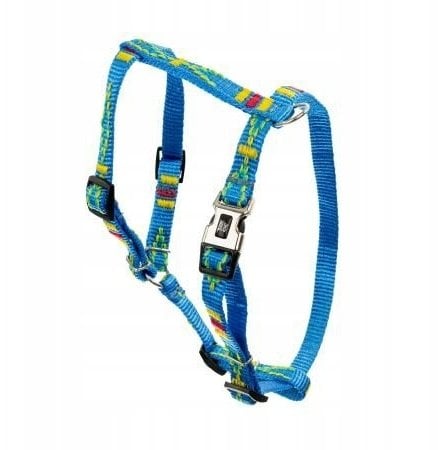 Barry King Szelki dla psa, etniczny wzór, taśma polipropylenowa, 10mm/25-40cm błękitna