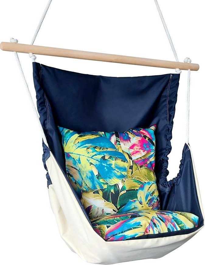 Elior Krzesło brazylijskie z poduszką ecru - granat - Merko