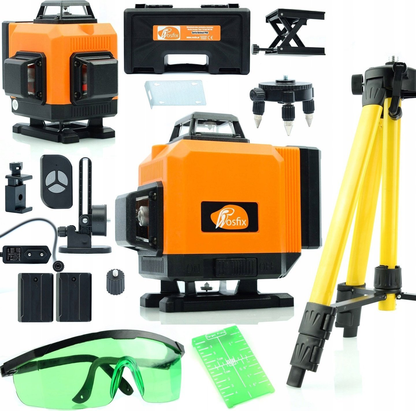 Rosfix LASER KRZYŻOWY POZIOMICA + STATYW OKULARY TARCZA