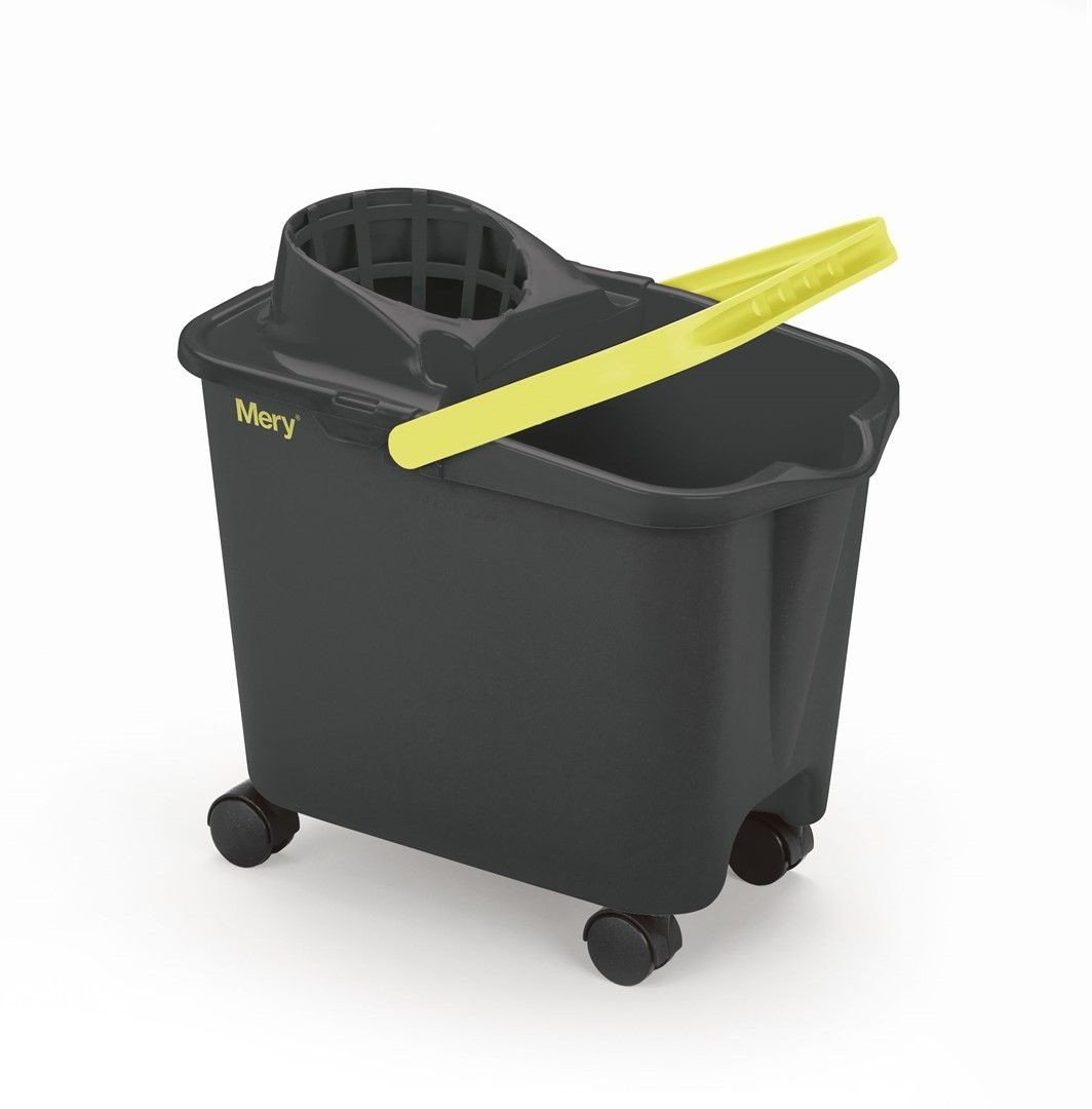 Bucket 14L with push-button on wheels, grey 8411287300264
