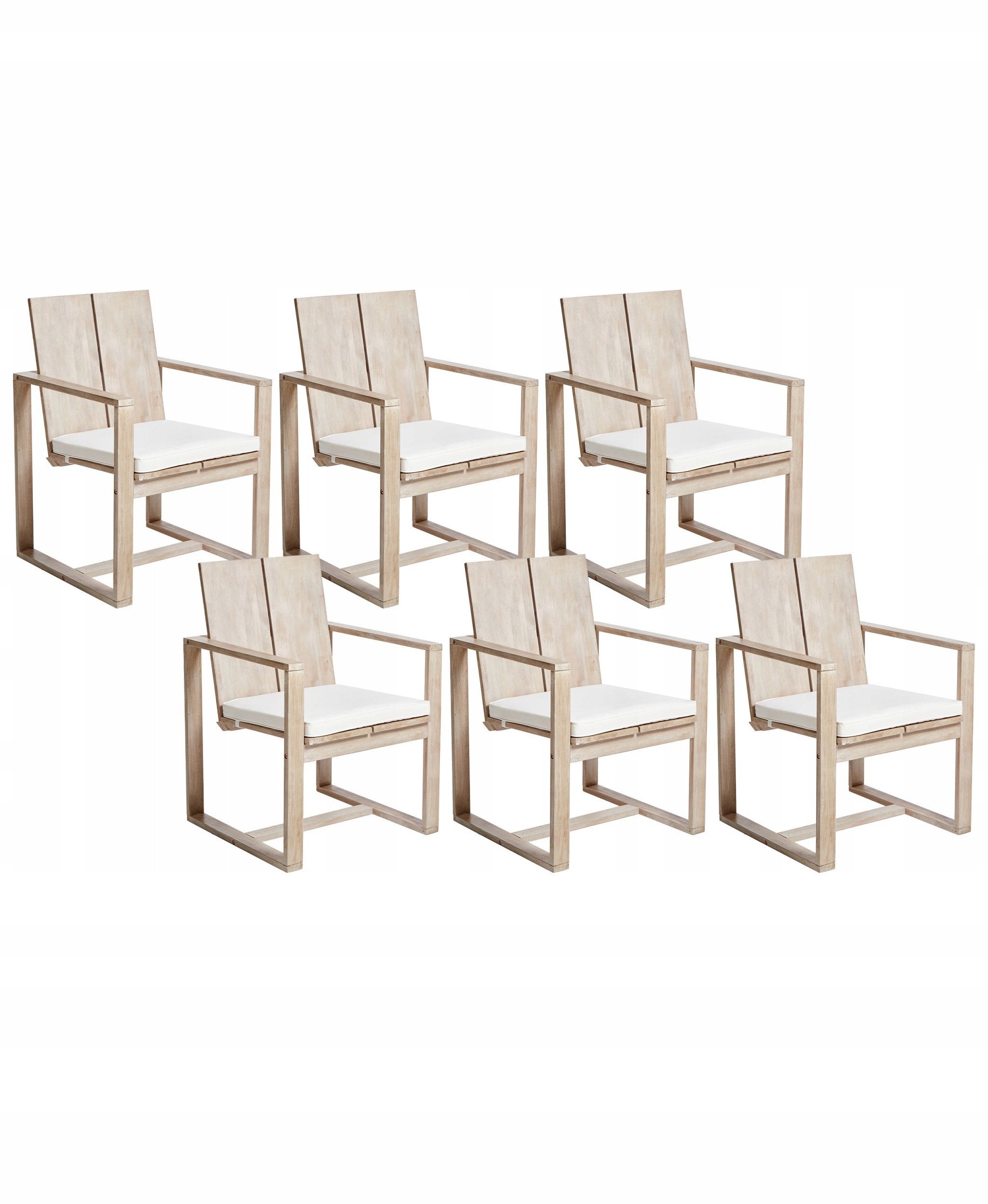 Zestaw 6 krzeseł ogrodowych z poduszkami AZZANELLO Drewno akacjowe Złamana biel