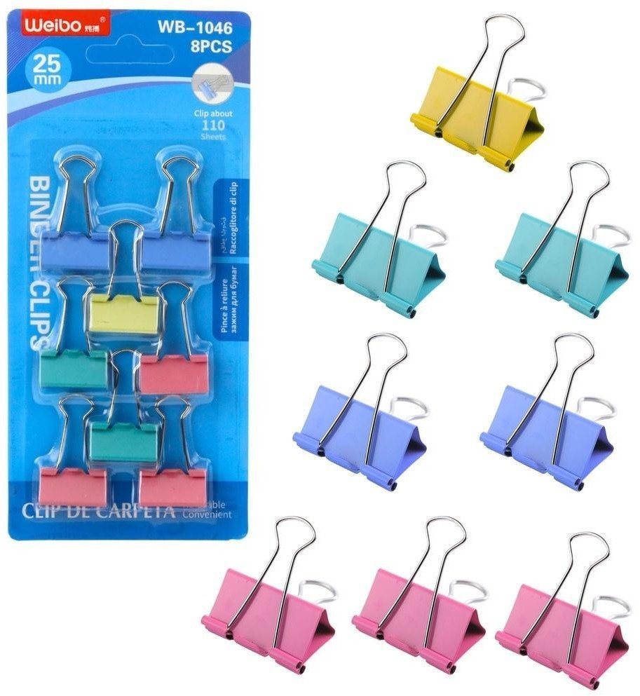 Klipsy biurowe kolorowe 8szt