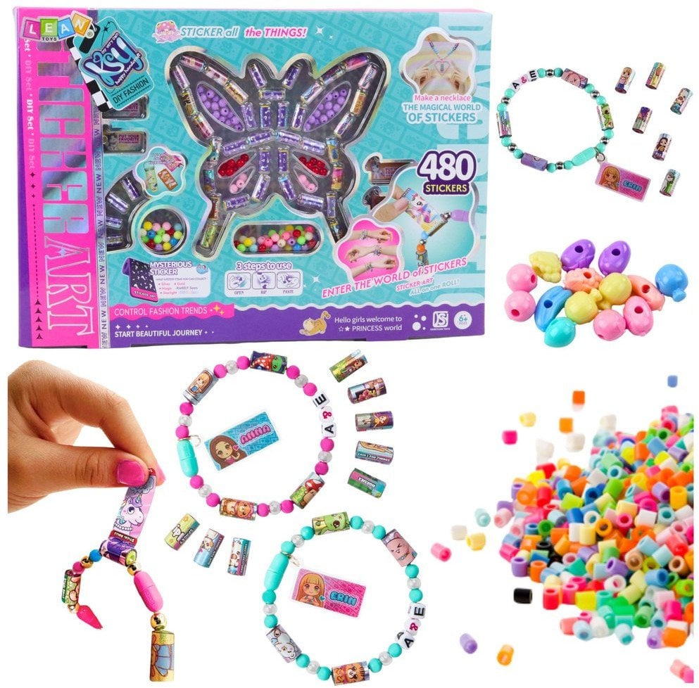 Zestaw Kratywny Do Tworzenia Biżuterii Koraliki 480 Naklejek EDUKAMP