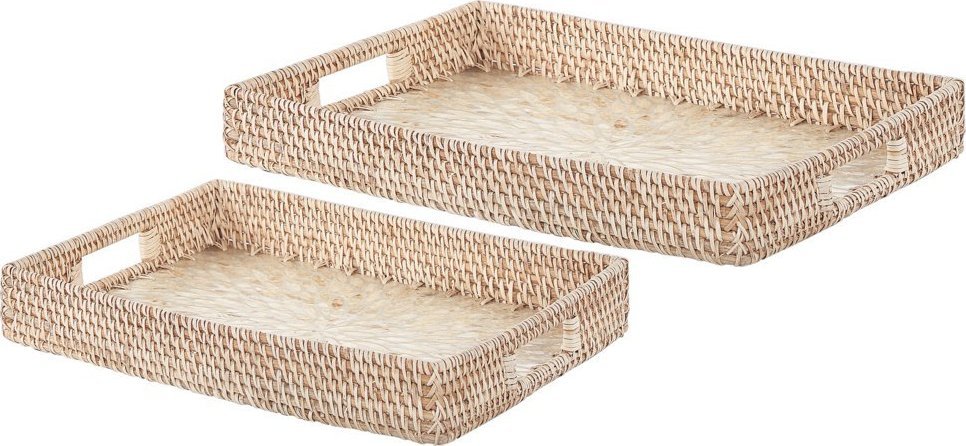 Beliani Zestaw 2 tac dekoracyjnych z rattanu naturalny NDEBELE