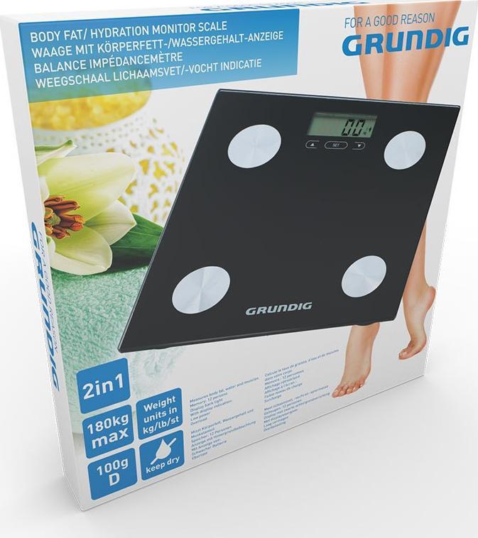 Waga łazienkowa Grundig Grundig - elektroniczna waga łazienkowa, analiza masy ciała, BMI, do 180 kg