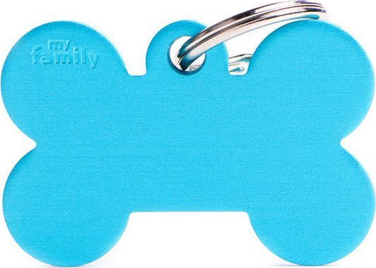 Zawieszka Adresówka Identyfikator z grawerem dla psa i kota średnia niebieska kość