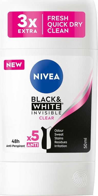 Nivea Antyperspirant Black&White Clear sztyft