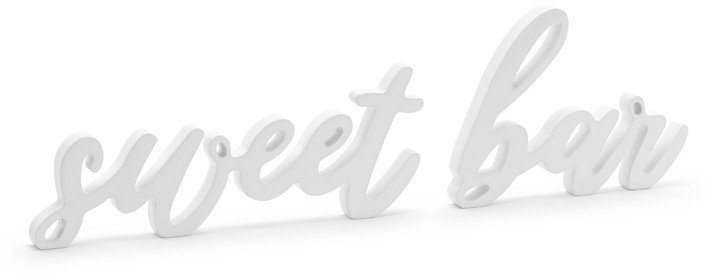 Drewniany napis Sweet bar, biały, 37x10cm