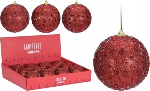 Koopman Bombka na choinkę czerwona świąteczna nietłukąca 10 cm