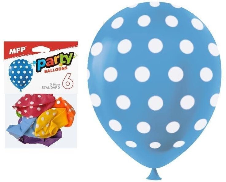 Balon dmuchany kropki 30cm 6szt