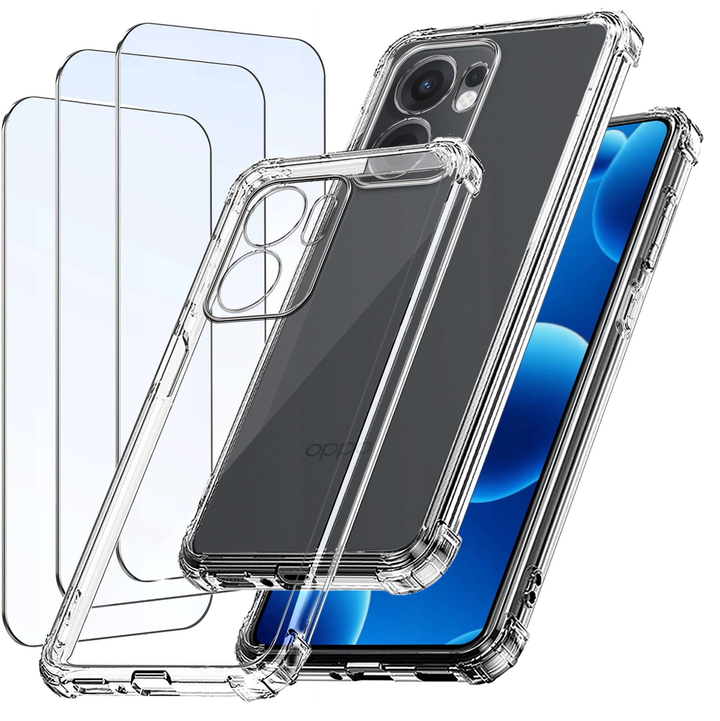 ZESTAW Etui do Oppo Reno 13 FS 5G | F 5G ANTI-SHOCK CLEAR 3 SZTUKI SZKŁO