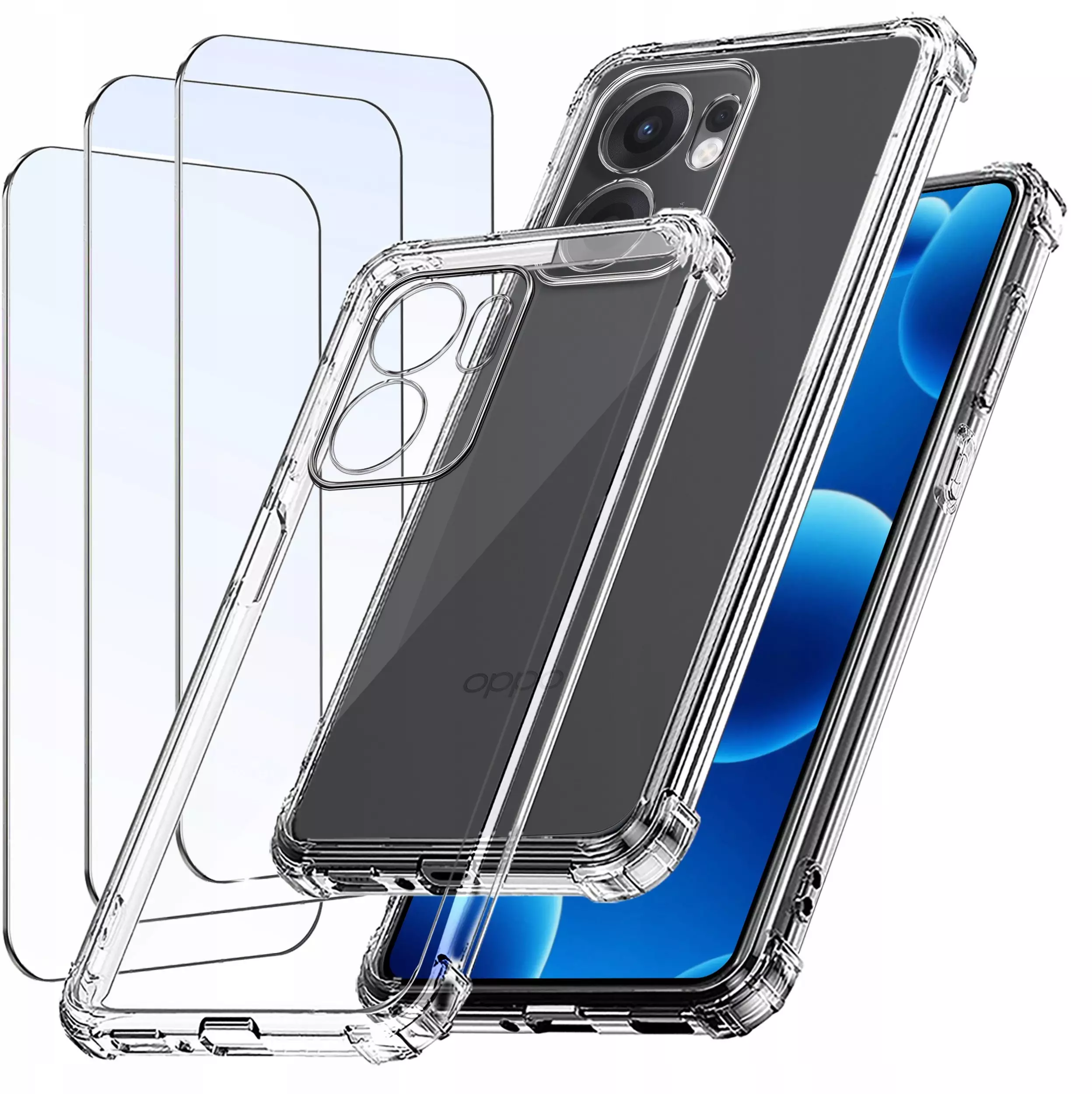 ZESTAW Etui do Oppo Reno 13 FS 5G | F 5G ANTI-SHOCK CLEAR 3 SZTUKI SZKŁO