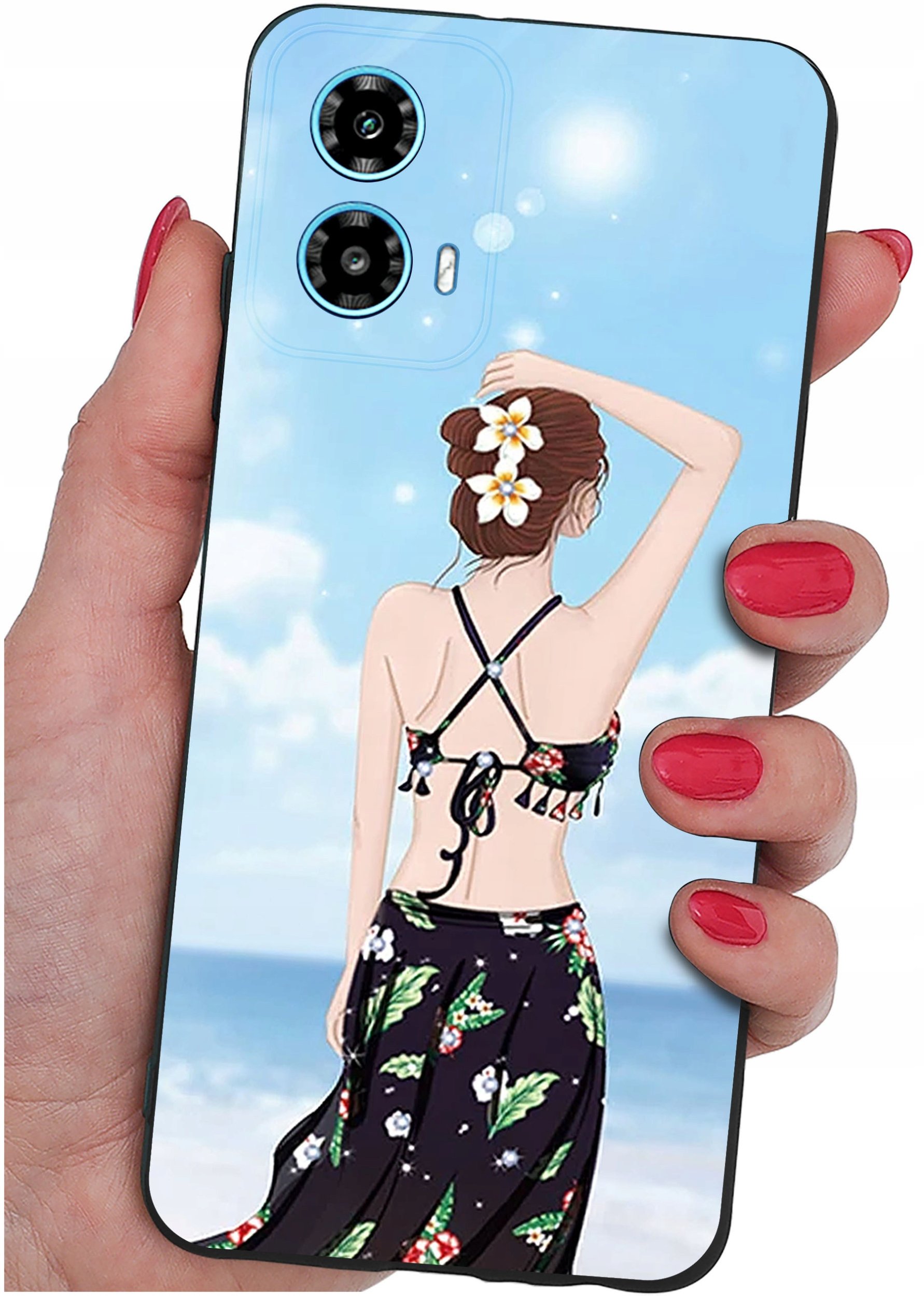 krainaGSM ETUI do Motorola Moto G34 5G WZORY SILIKONOWE MATT CASE + SZKŁO 9H