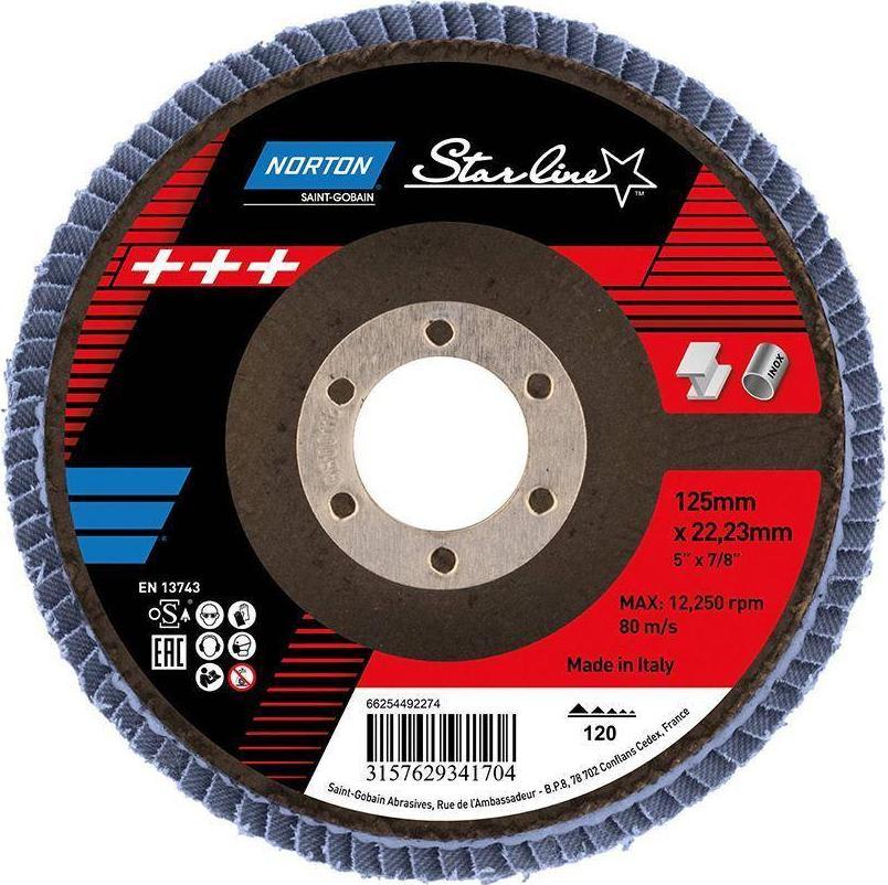 Norton Clipper Tarcza lamelkowa FLD FDTF 125x22 R82B NOR P120 STARL EU