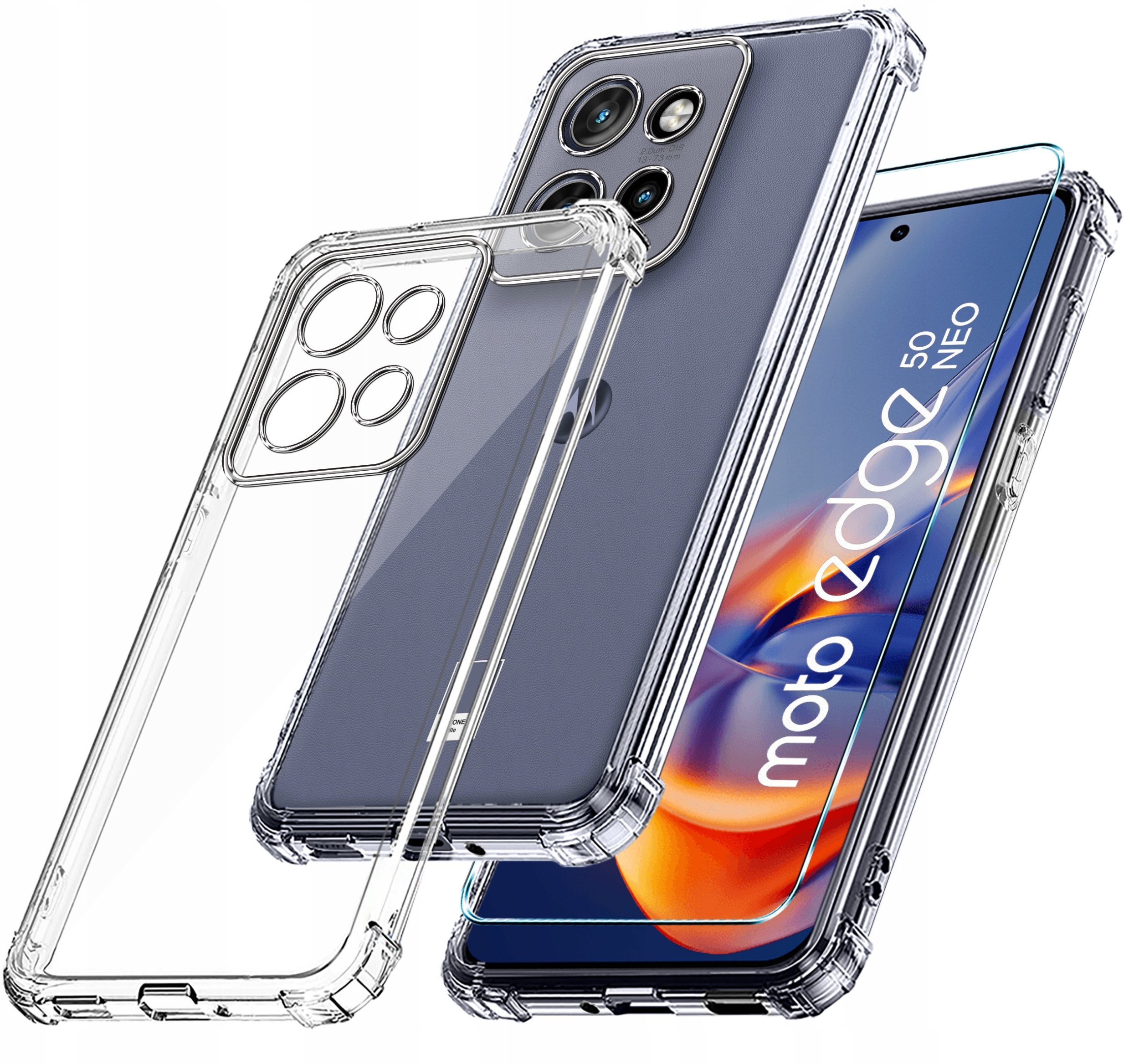 Etui do Motorola EDGE 50 Neo ANTI-SHOCK CLEAR CASE + Szkło OCHRONNE 9H