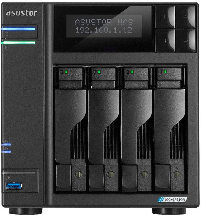 Serwer plików Asustor LOCKERSTOR 4 AS6704T 4-bay, Intel Celeron N5105 Czterordzeniowy 2.0GHz, 16GB RAM DDR4. 4x M.2 PCIe (NVMe), 2x 2.5 GbE. 2x USB 3.