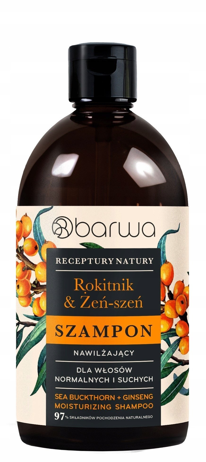 BARWA Receptury Natury Szampon nawilżający do włosów normalnych i suchych - Rokitnik & Żeń-Szeń