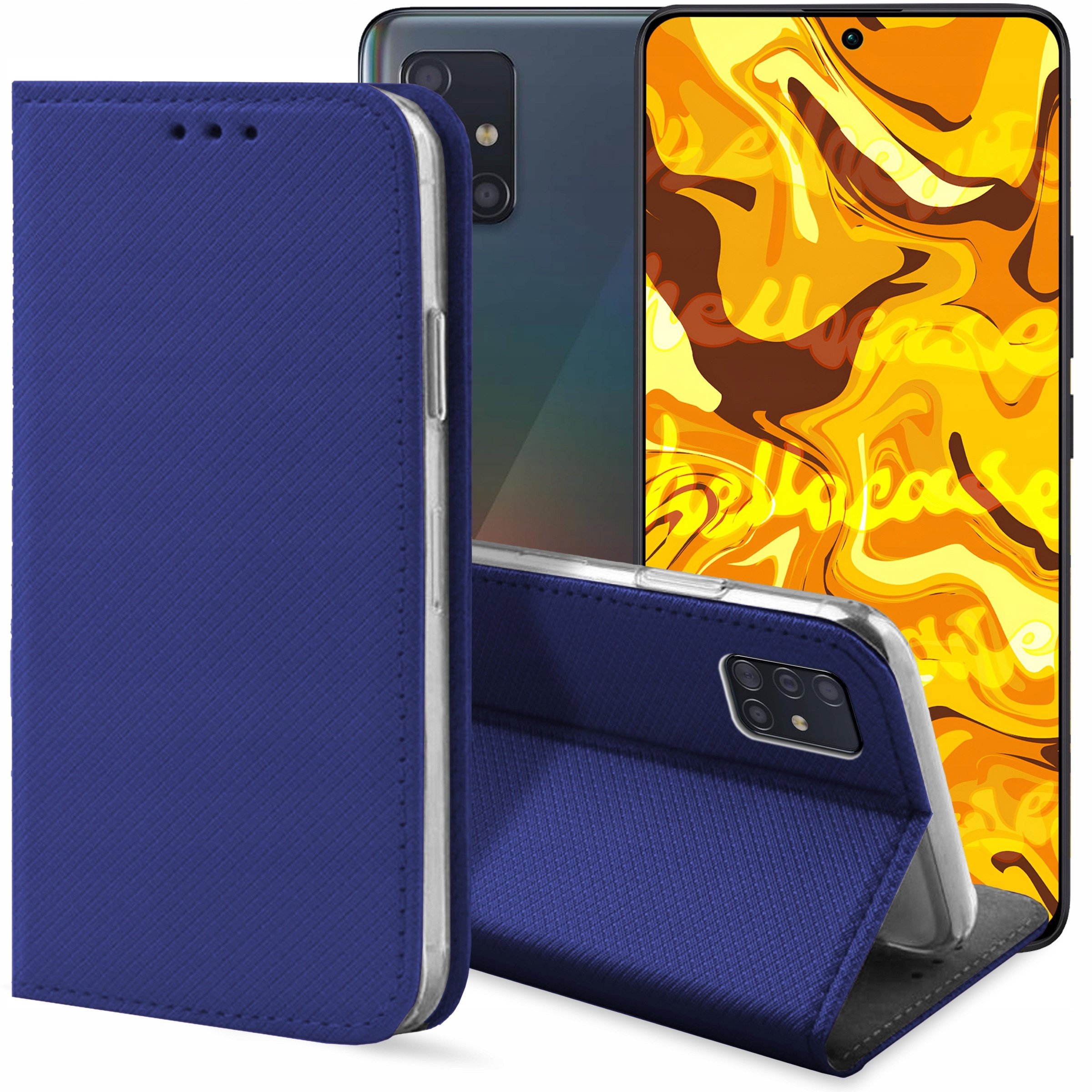 ETUI Z KLAPKĄ DO SAMSUNG GALAXY A51 4G GRANATOWE ZAMYKANE MAGNETYCZNE CASE
