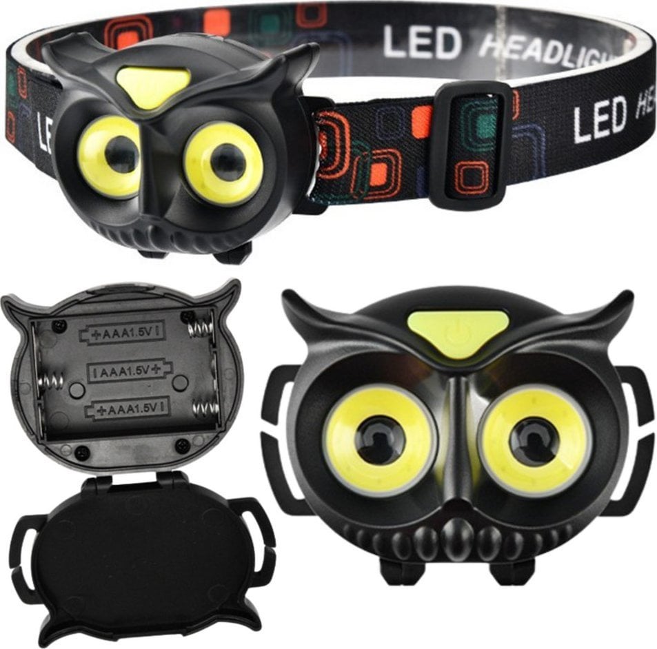 Latarka czołowa Lean Latarka Czołowa LED Na Baterie Czołówka Sowa 4 Tryby Świecenia