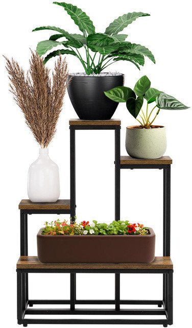 Kwietnik metalowy 67 cm stojak na kwiaty z 4 półkami loft wielopoziomowy nowoczesny UNIWERSALNY