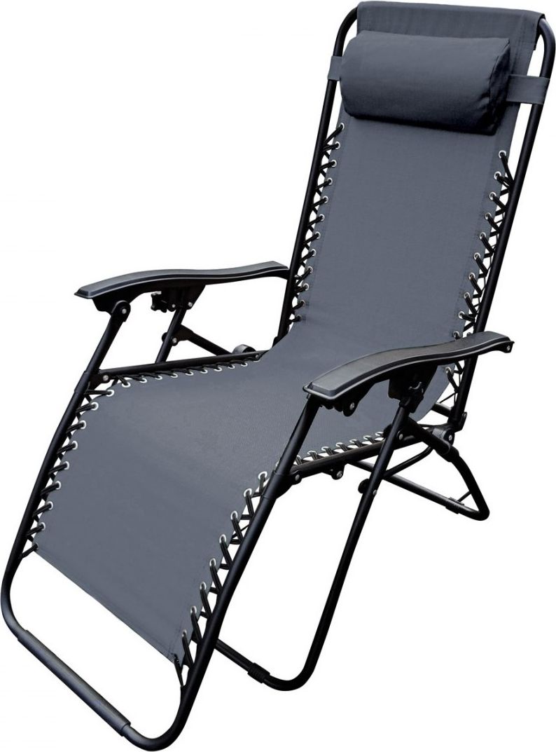 Royokamp Leżak Ogrodowy Składany Grawitacyjny Z Zagłówkiem Bliss Szary (1032207)