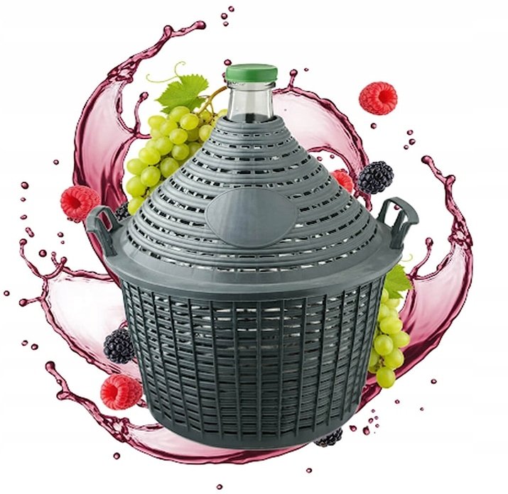 BALON DO WINA 54L W KOSZU GĄSIOR GRUBE SZKŁO DAMA do wina PEŁNY KOSZ