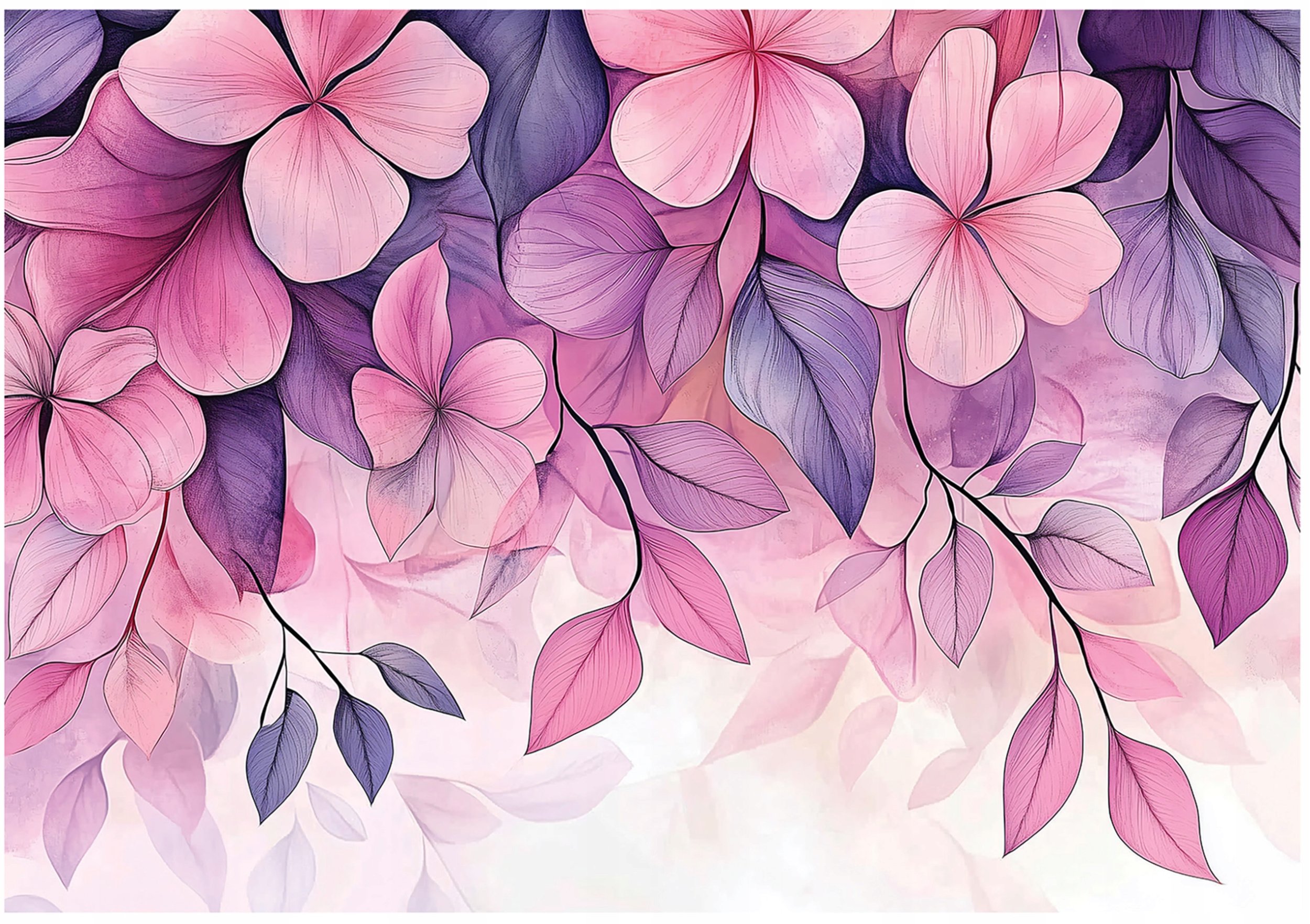 Fototapeta Kwiaty Różowe Fiolet Sypialnia Salon Tapeta Flizelina 350X250